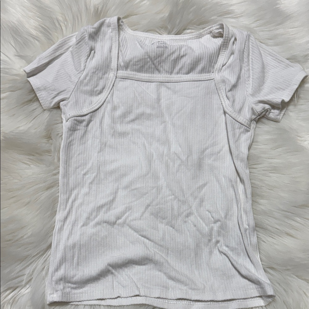 Art Class White Ribbed Short Sleeve Tee B5